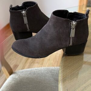 Kenneth Cole Dara Double Zip Suede Ankle Booties